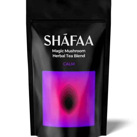 Calm Mushroom Tea Blend front package from 3 Amigos showing product pouch design