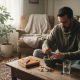 Person preparing psilocybin in home setting
