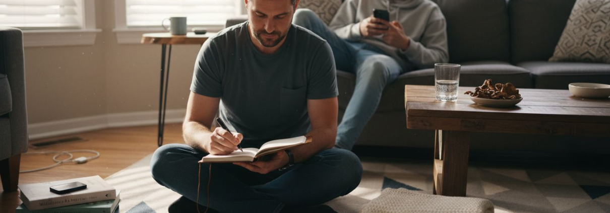 Person preparing for guided mushroom session