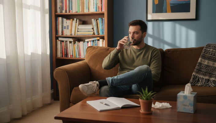 Client in psilocybin therapy session setting