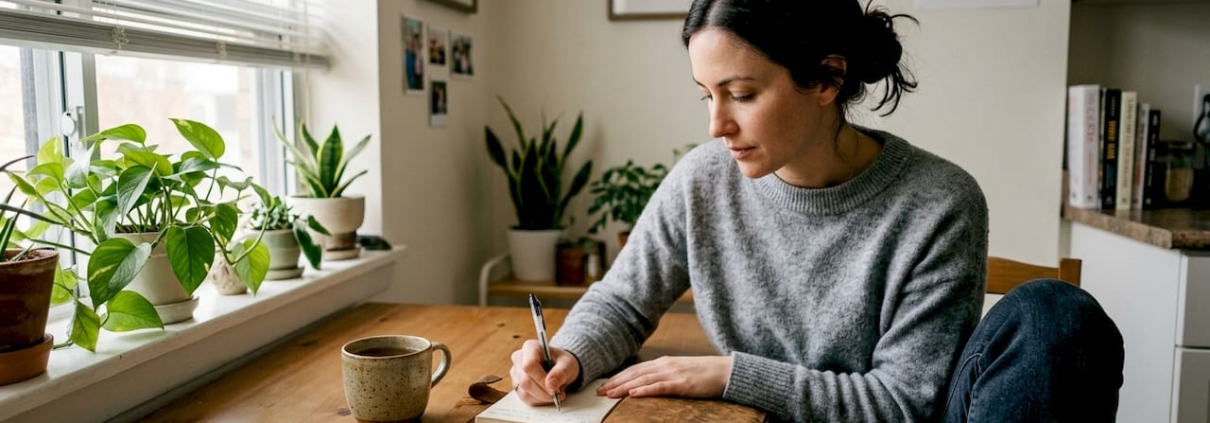 Woman tracking microdosing wellness routine