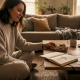 Woman preparing for psilocybin ritual at home