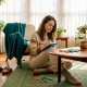 Woman preparing for therapeutic session at home
